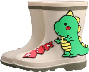 4-12Years Kids Rain Boots Toddler Girls Boys Cute Animal Dinosaur Printed Waterproof Rubber Non-Slip Rainboots Shoes
