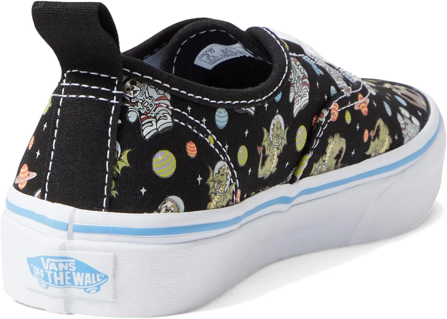 Authentic Elastic Lace Vans in Glow Cosmic Zoo Black/Blue