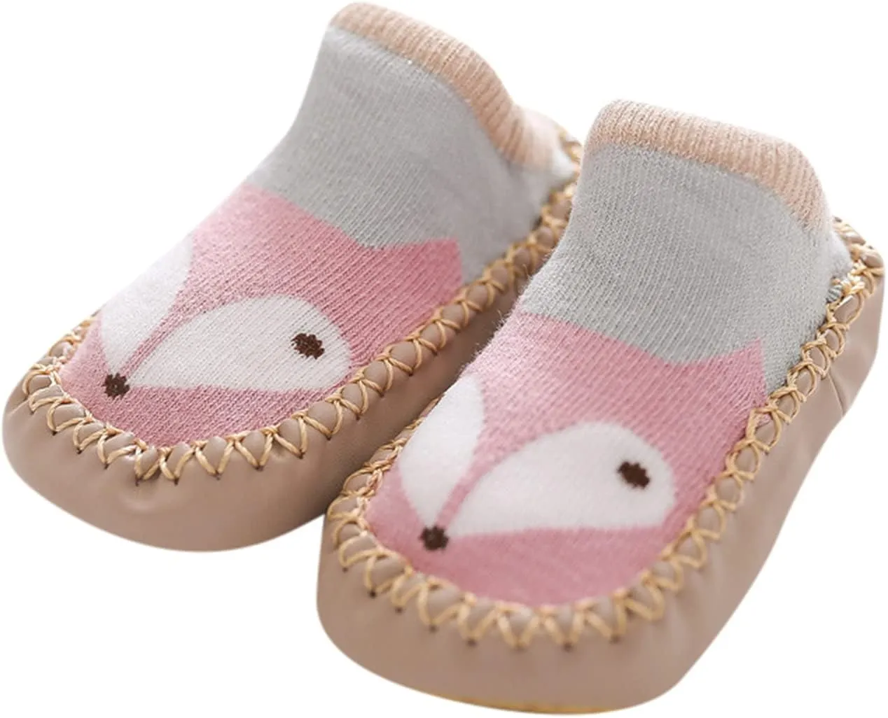 Baby Sock Shoes,Boys Girls Cartoon Shoes First Walking Shoes Non-Slip Socks Kids Floor Shoes White Shoes B
