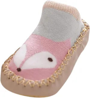 Baby Sock Shoes,Boys Girls Cartoon Shoes First Walking Shoes Non-Slip Socks Kids Floor Shoes White Shoes B