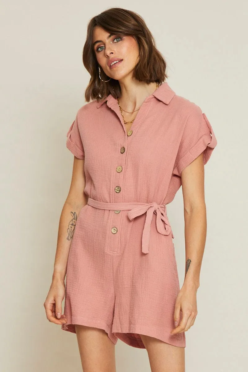 Brown Relaxed Playsuit