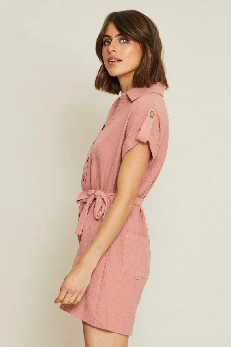 Brown Relaxed Playsuit