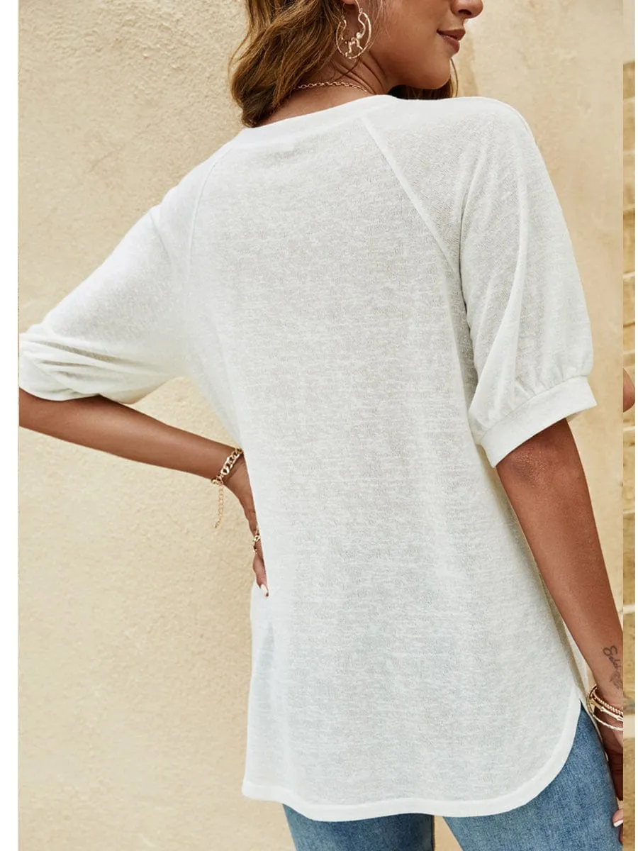 Button-Shoulder Relaxed T-Shirt Top