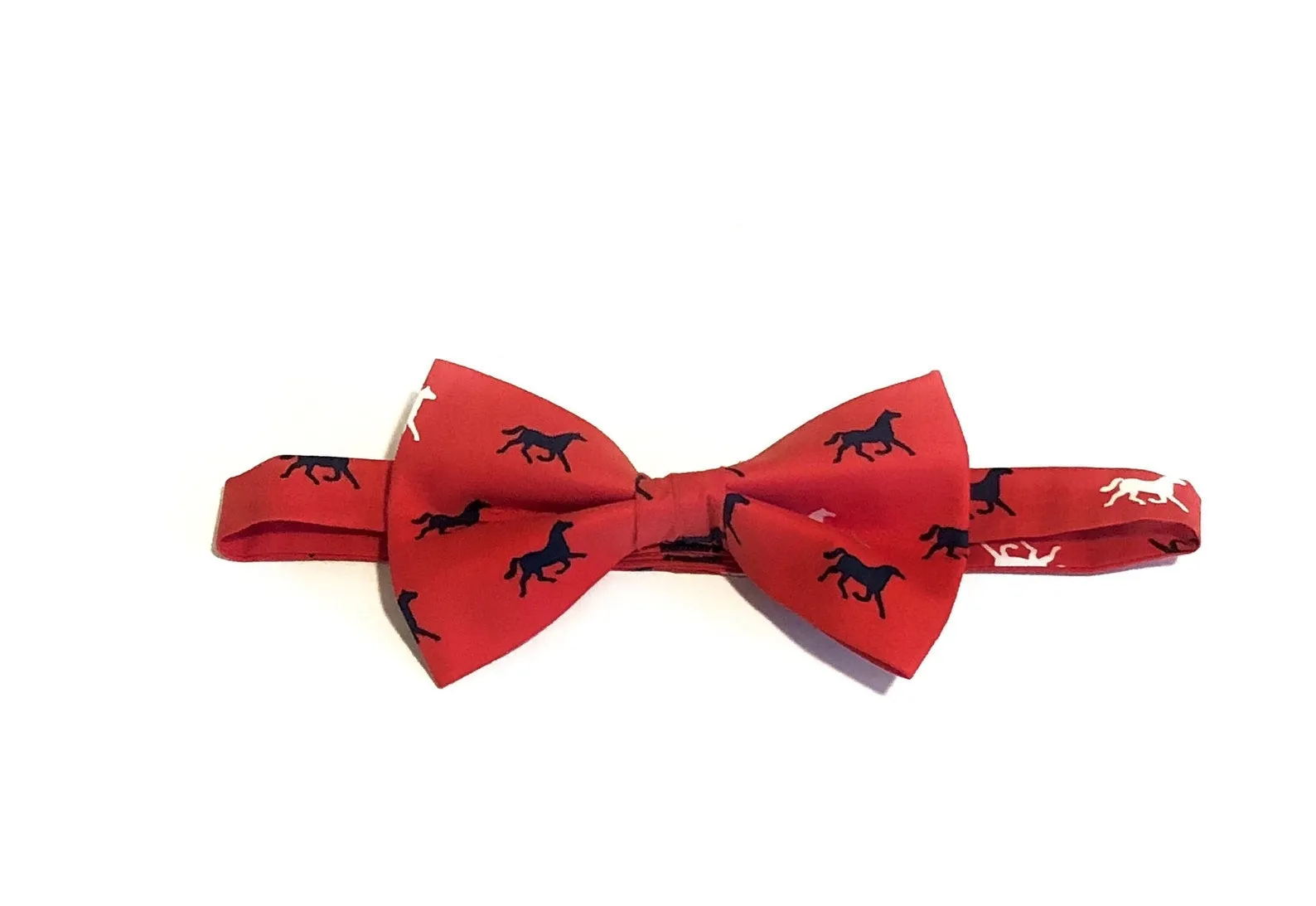 Dark Pink Race Horses Self Tie Bow Tie