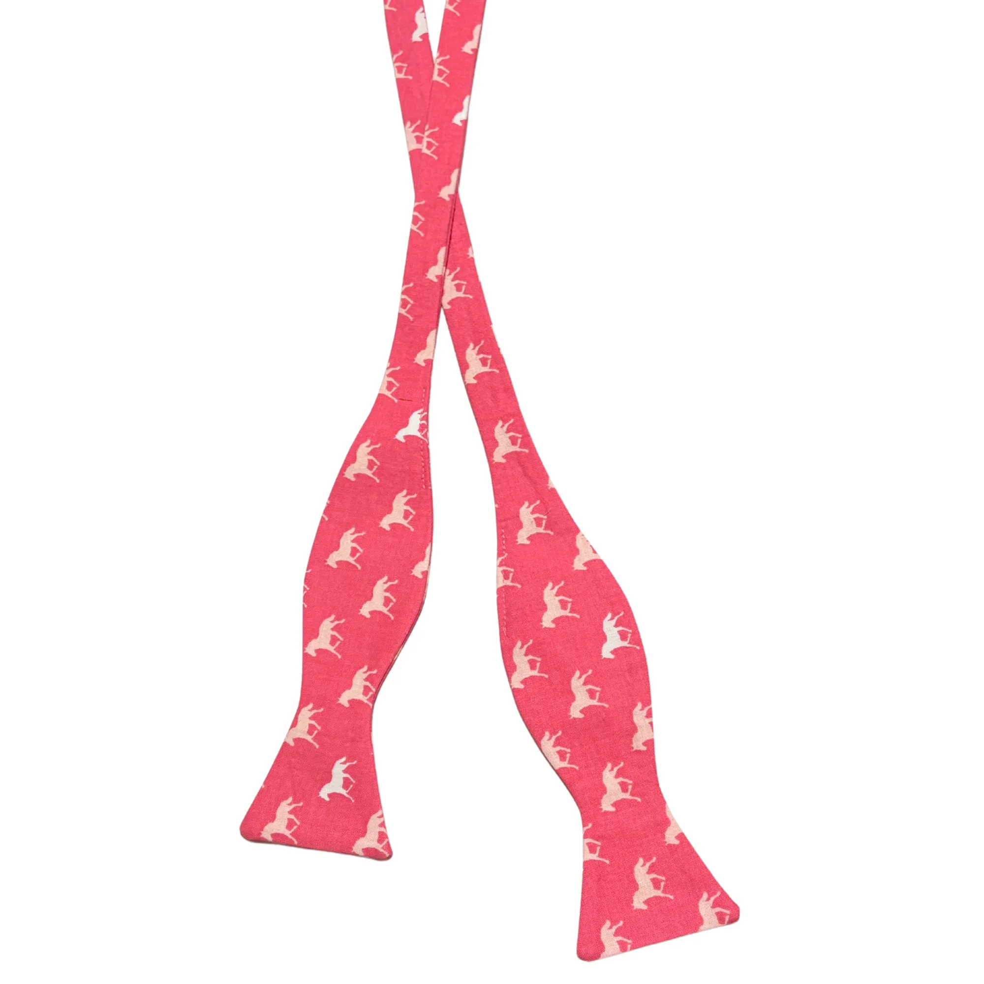 Dark Pink Race Horses Self Tie Bow Tie