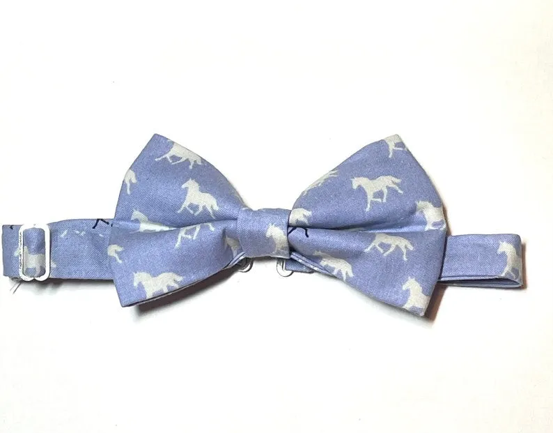 Dark Pink Race Horses Self Tie Bow Tie