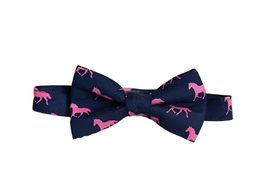 Dark Pink Race Horses Self Tie Bow Tie