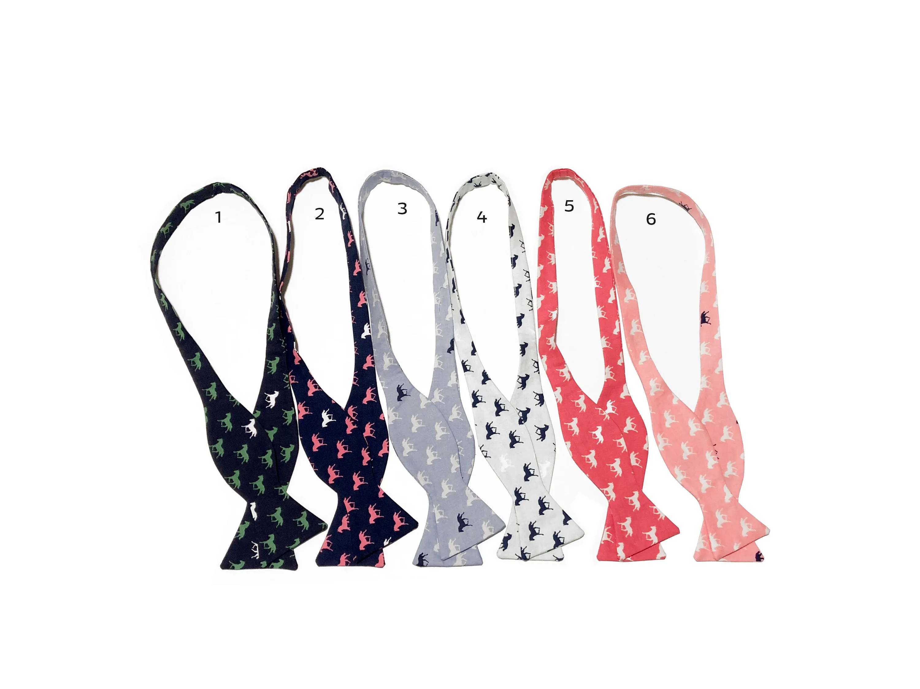 Dark Pink Race Horses Self Tie Bow Tie