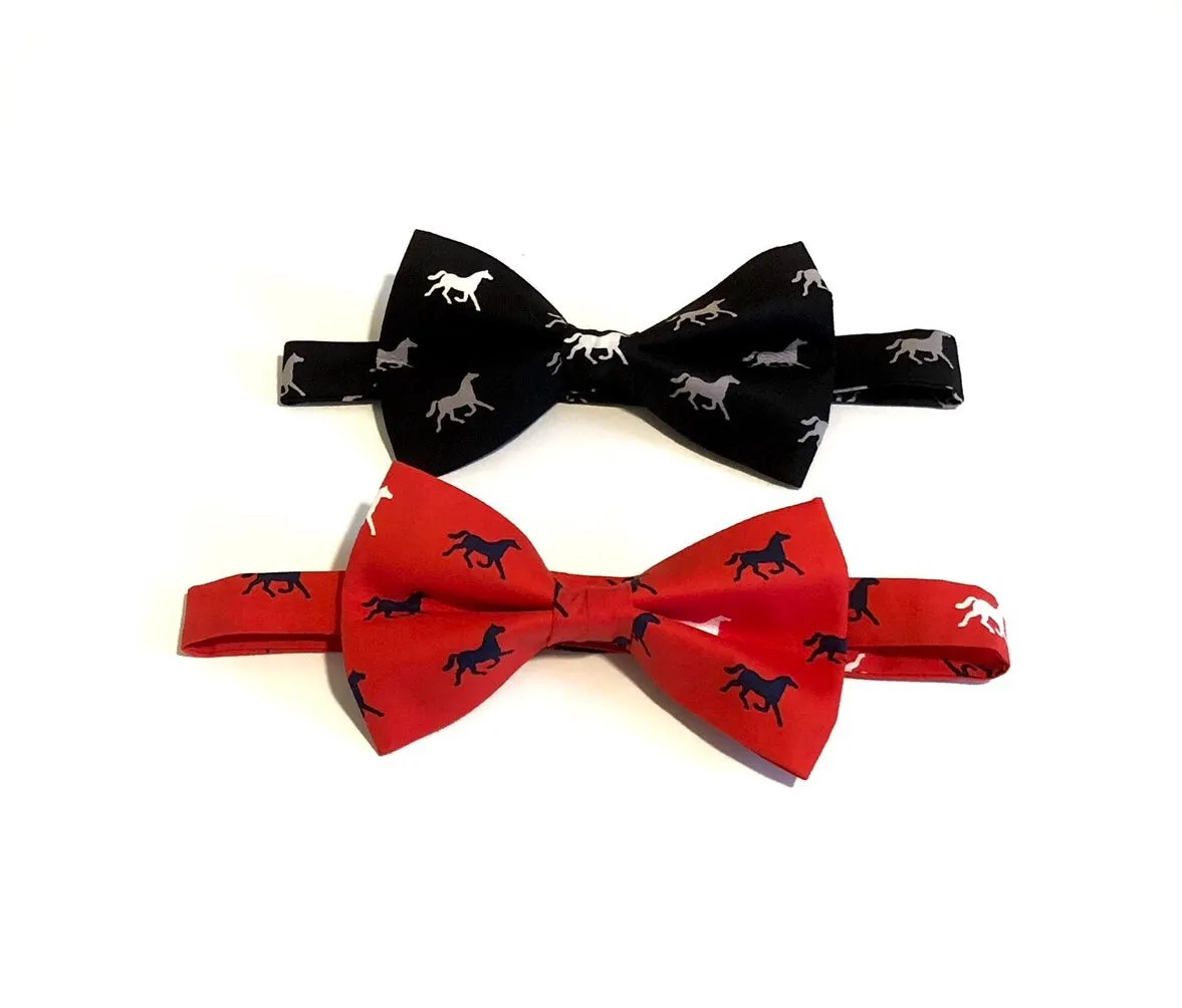 Dark Pink Race Horses Self Tie Bow Tie