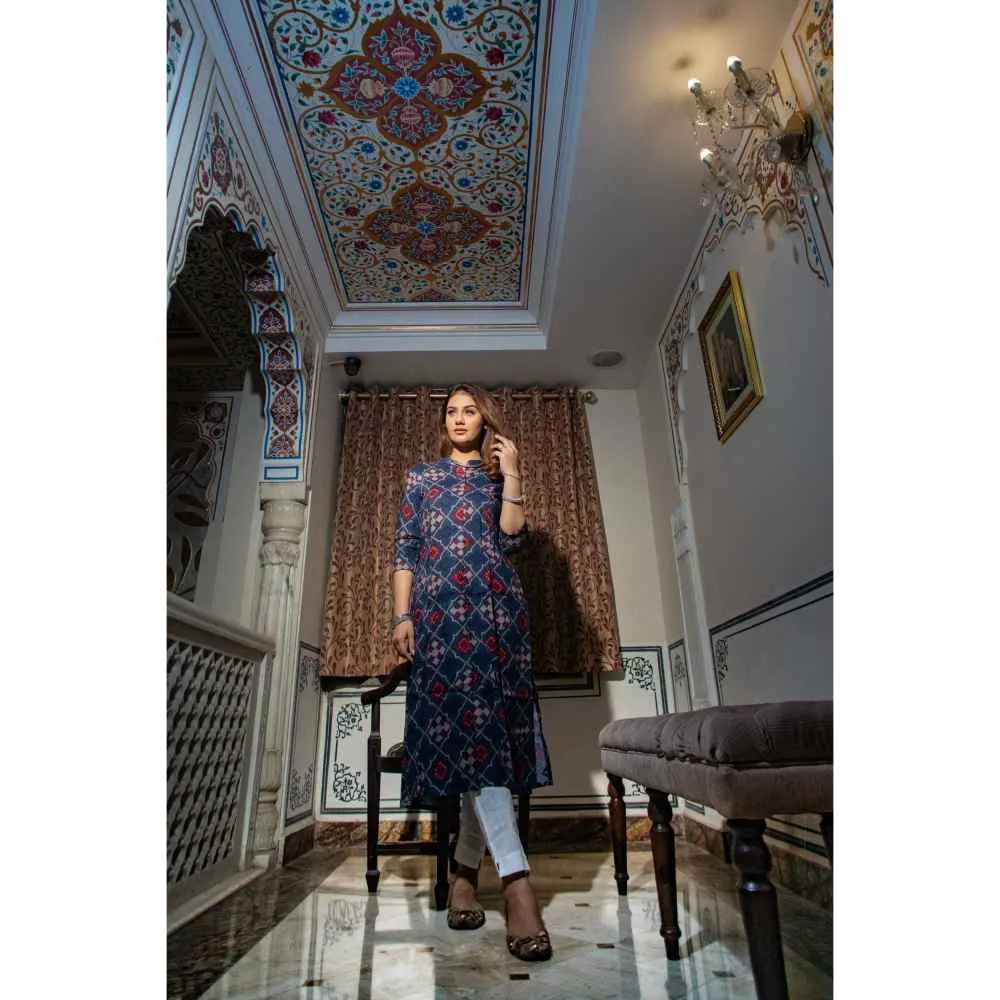 Divena A-Line Printed Rayon Kurta