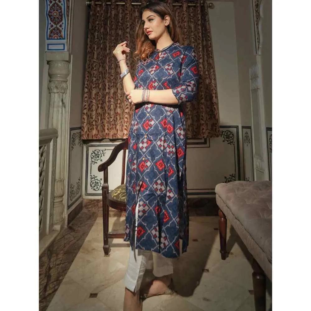 Divena A-Line Printed Rayon Kurta