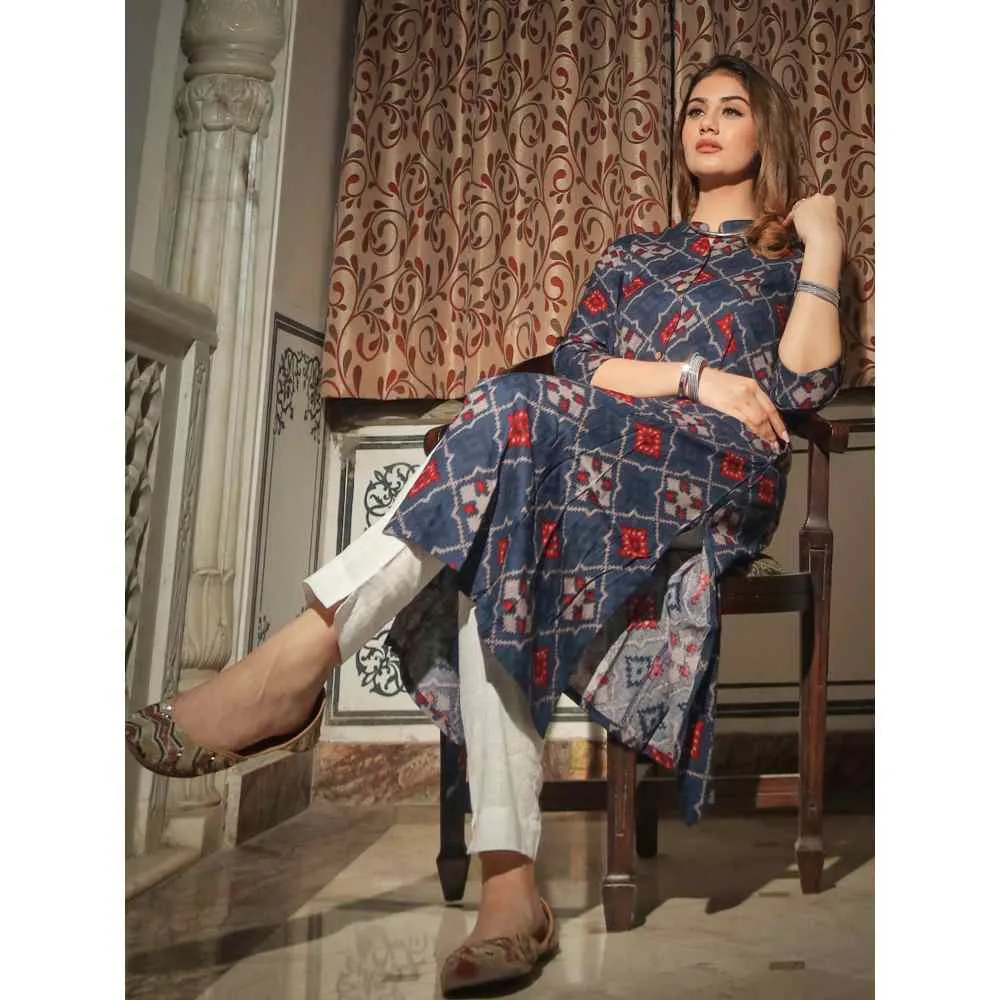 Divena A-Line Printed Rayon Kurta
