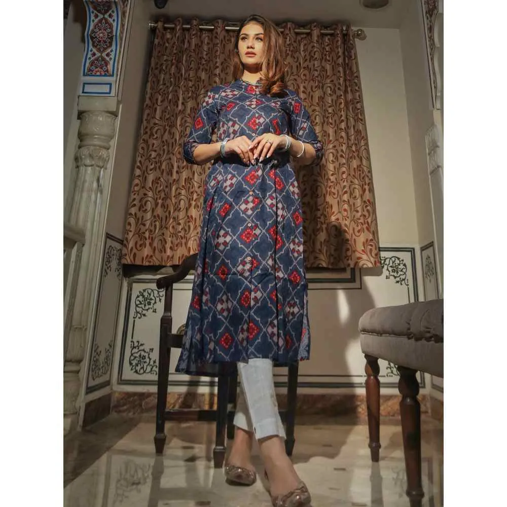 Divena A-Line Printed Rayon Kurta