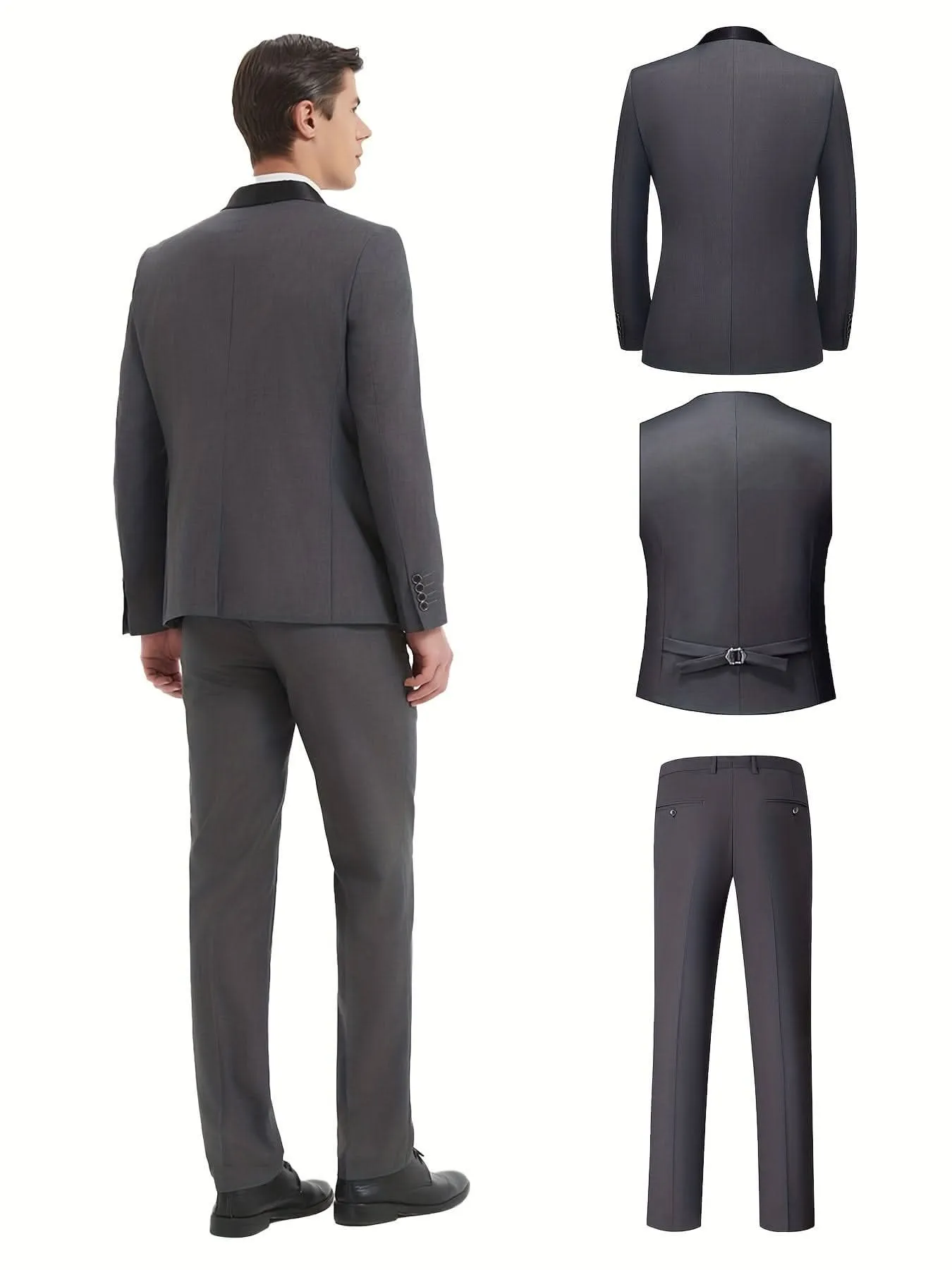 Elegant 3Piece Mens Tuxedo Set Jacket Vest Pants