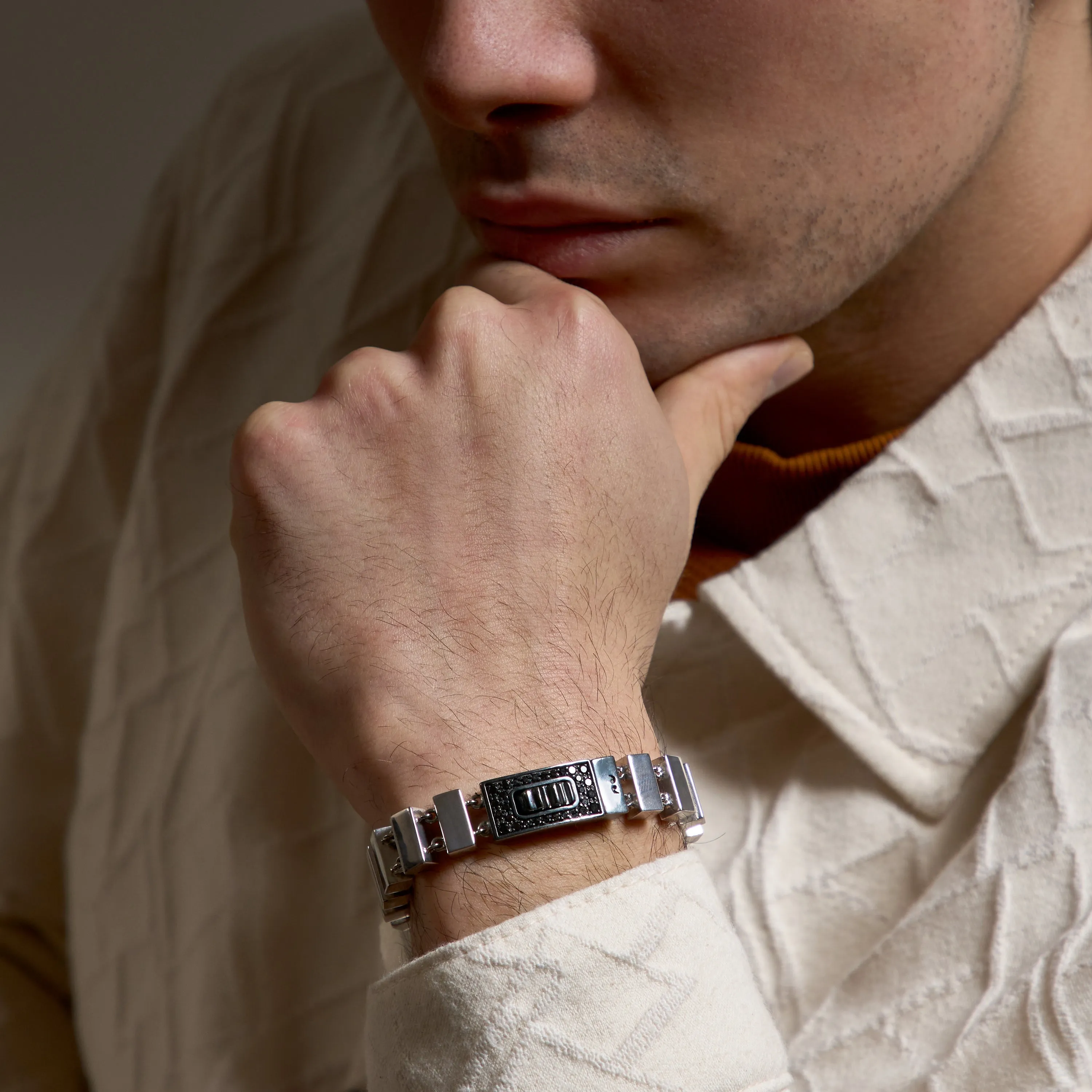 GLADIATOR Black Diamonds and Polished Slim Bracelet