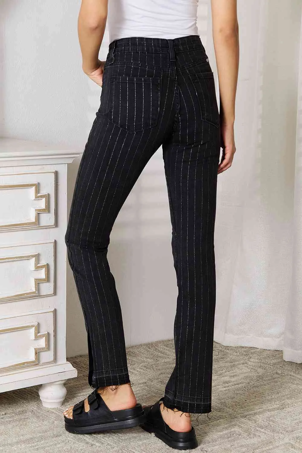 Kancan Black Striped Pants with Pockets