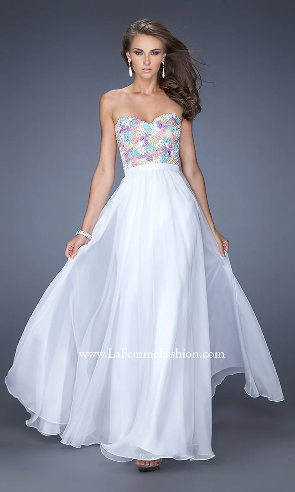 La Femme Strapless Long A-Line Formal Dress