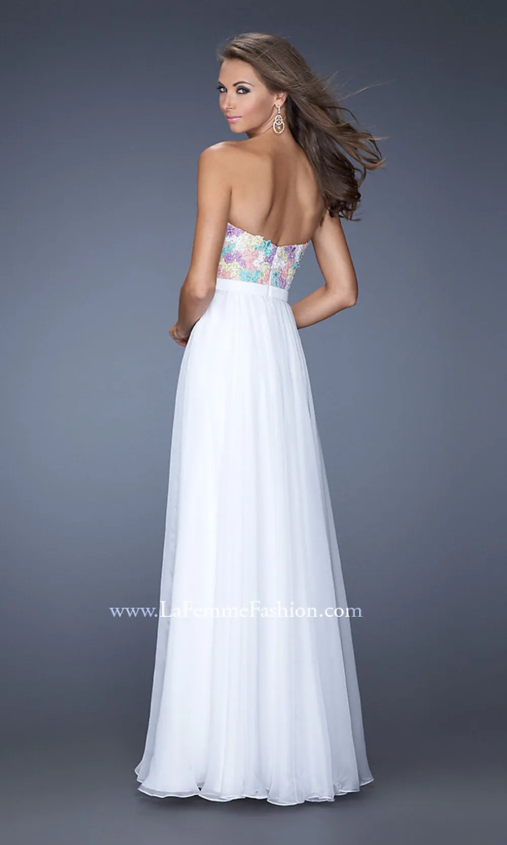 La Femme Strapless Long A-Line Formal Dress
