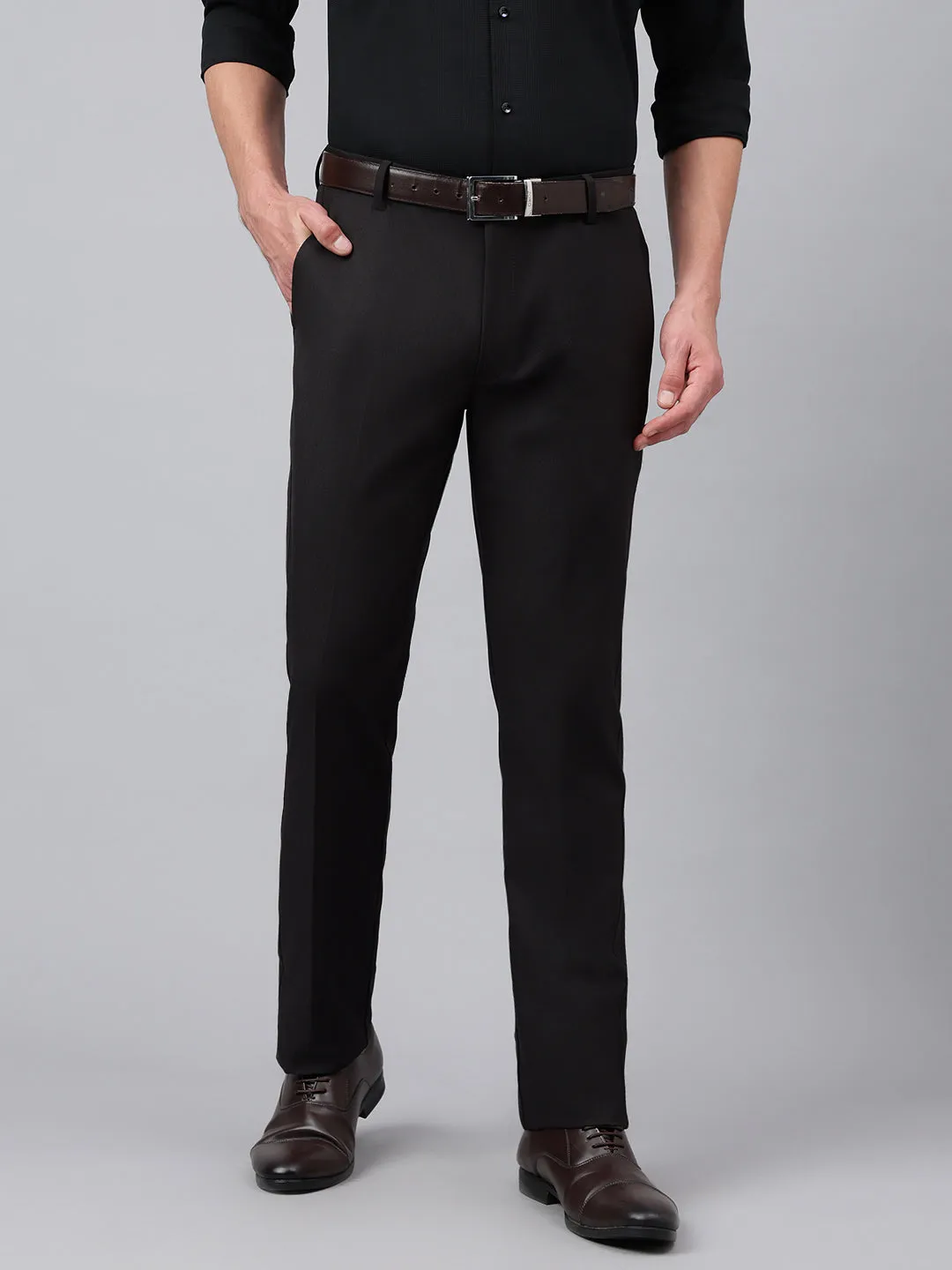 Men After Dark Standard Fit Solid Formal Trouser