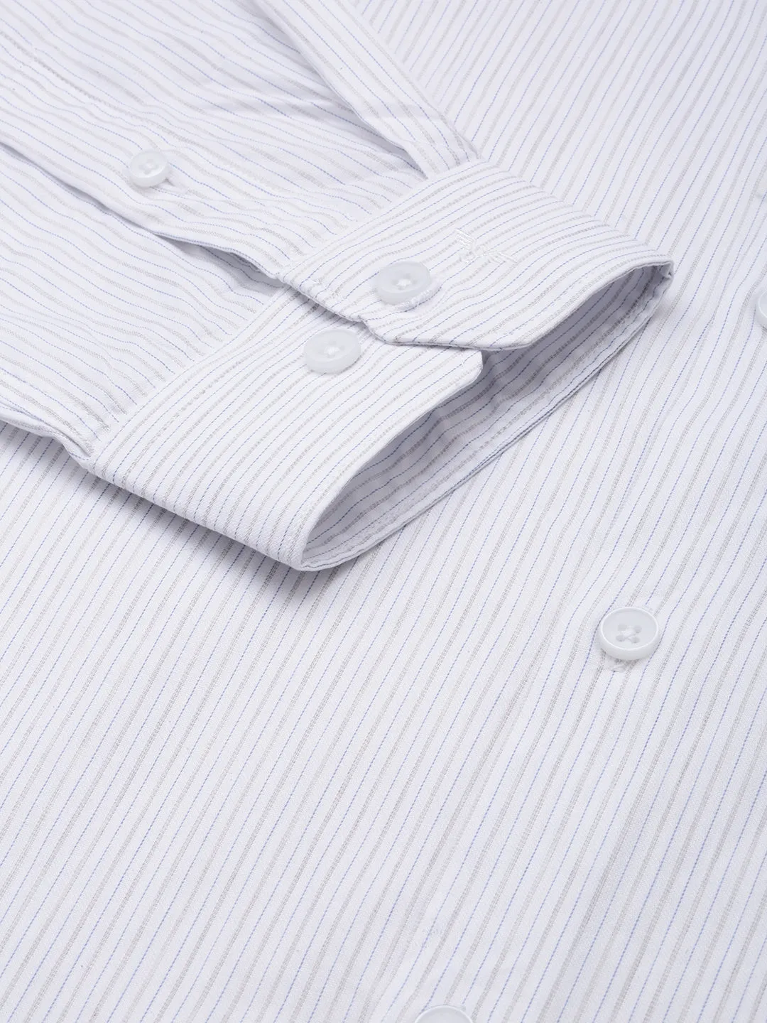 Men White Striped Formal Shirt