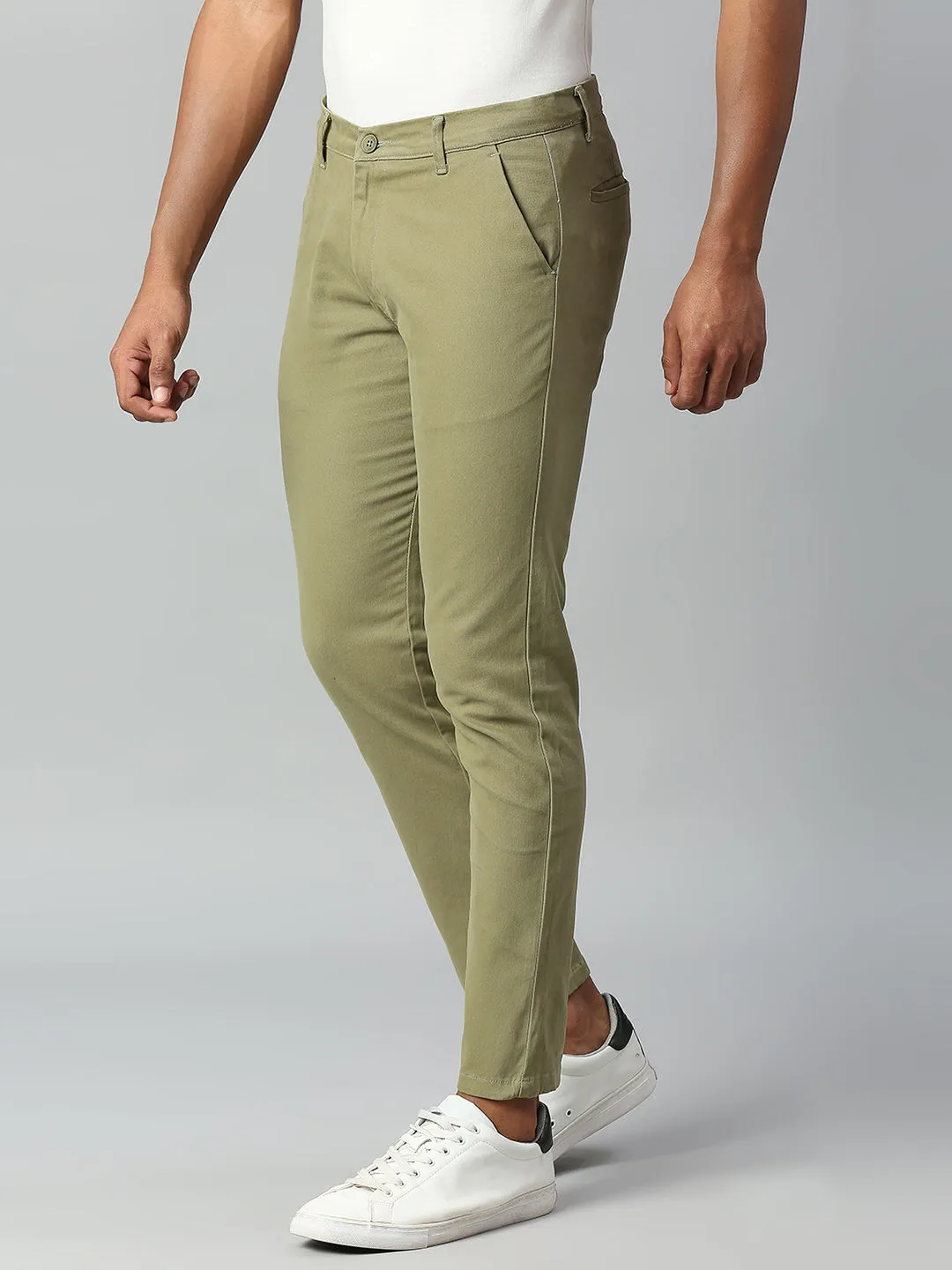 Men's Tapered Fit Cotton Chinos (Light Olive)