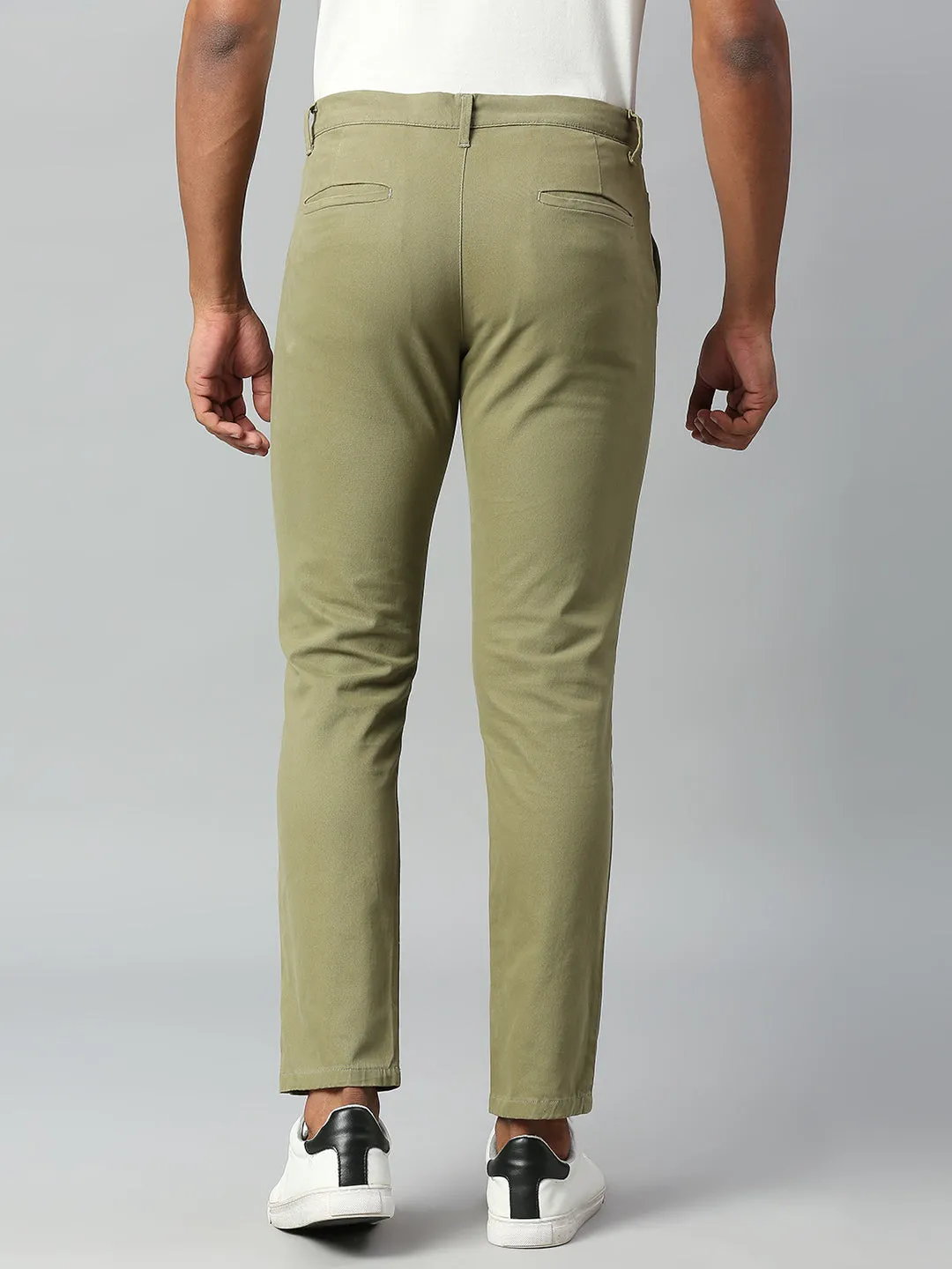 Men's Tapered Fit Cotton Chinos (Light Olive)