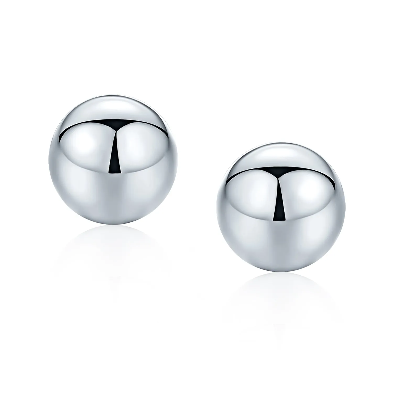 Minimalist Drop Ball Earrings in Sterling Silver 2-10 MM Sizes Shiny Polish