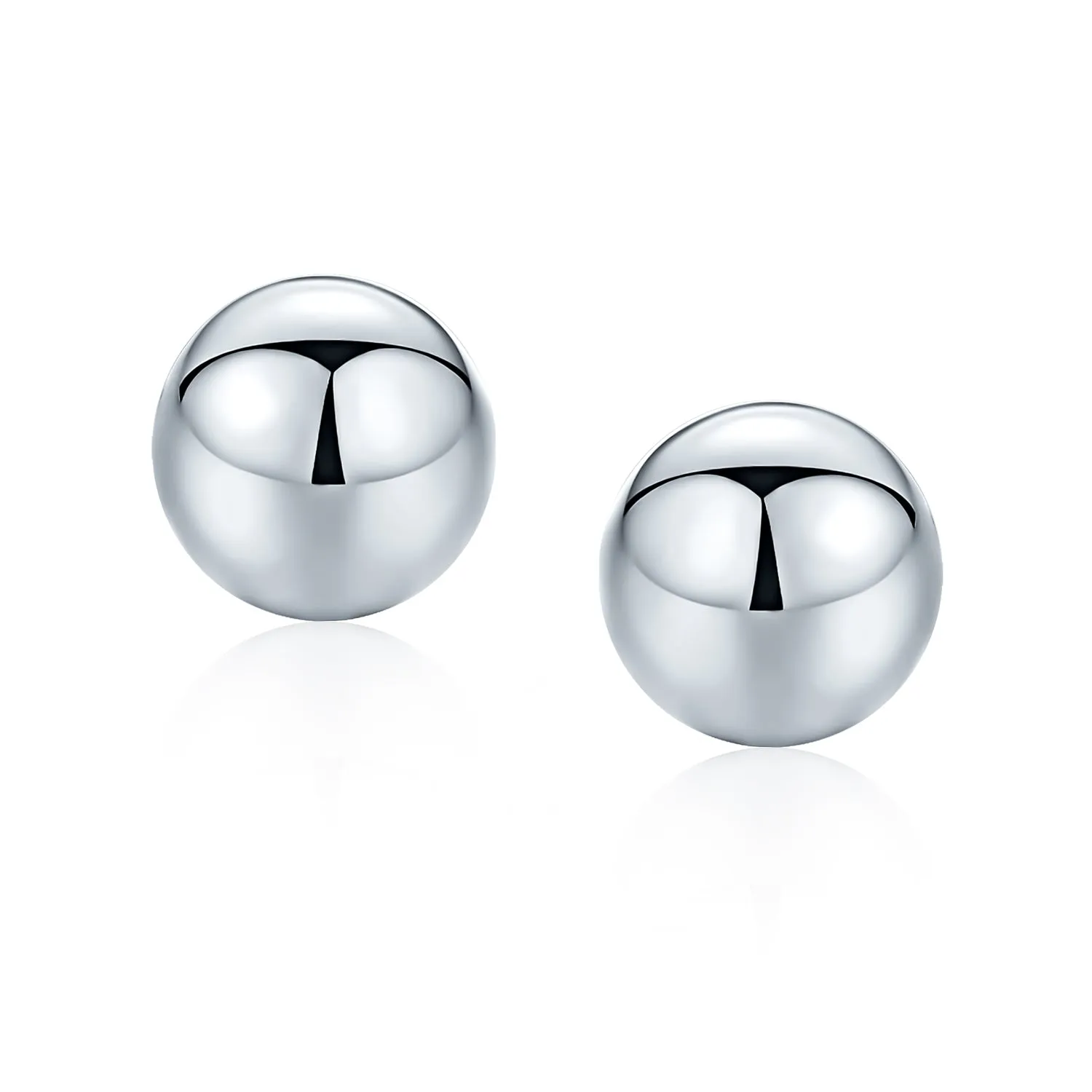 Minimalist Drop Ball Earrings in Sterling Silver 2-10 MM Sizes Shiny Polish