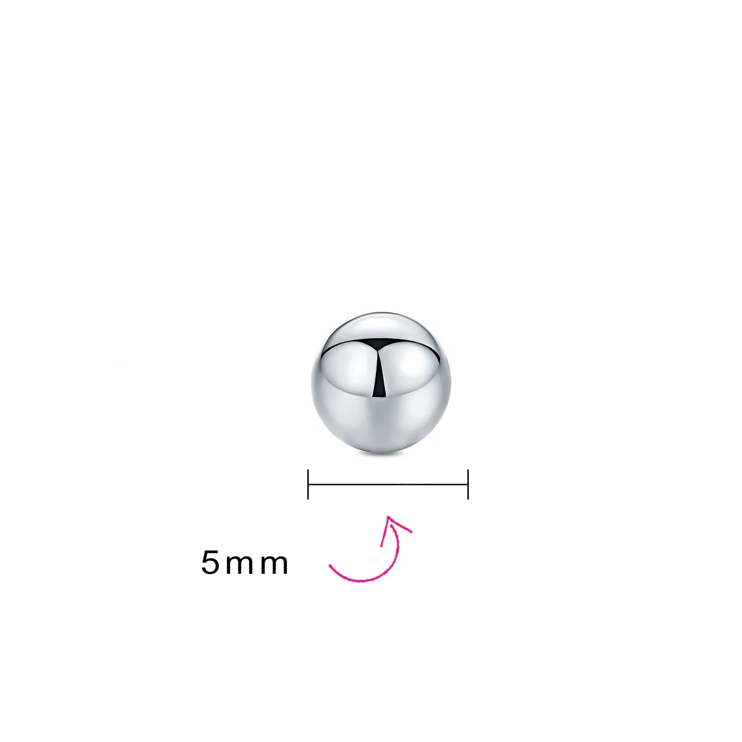 Minimalist Drop Ball Earrings in Sterling Silver 2-10 MM Sizes Shiny Polish