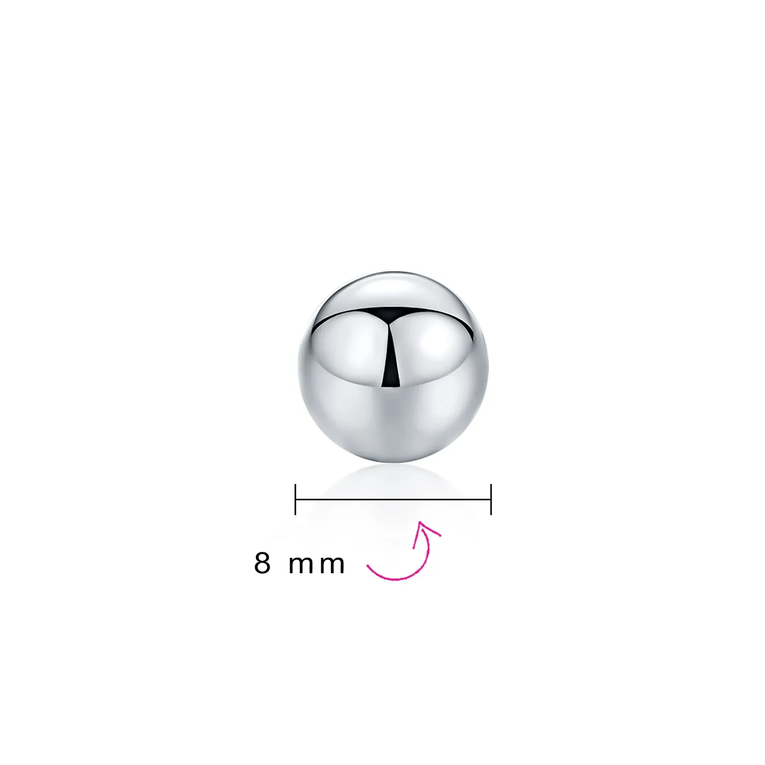 Minimalist Drop Ball Earrings in Sterling Silver 2-10 MM Sizes Shiny Polish