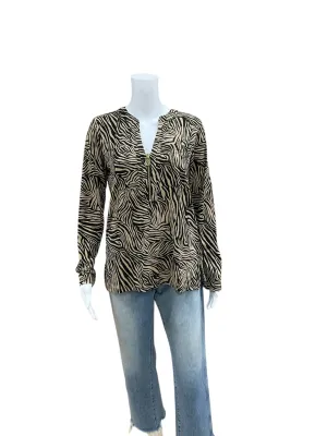 MK Brown/Black Animal Print Casual Top Size Small