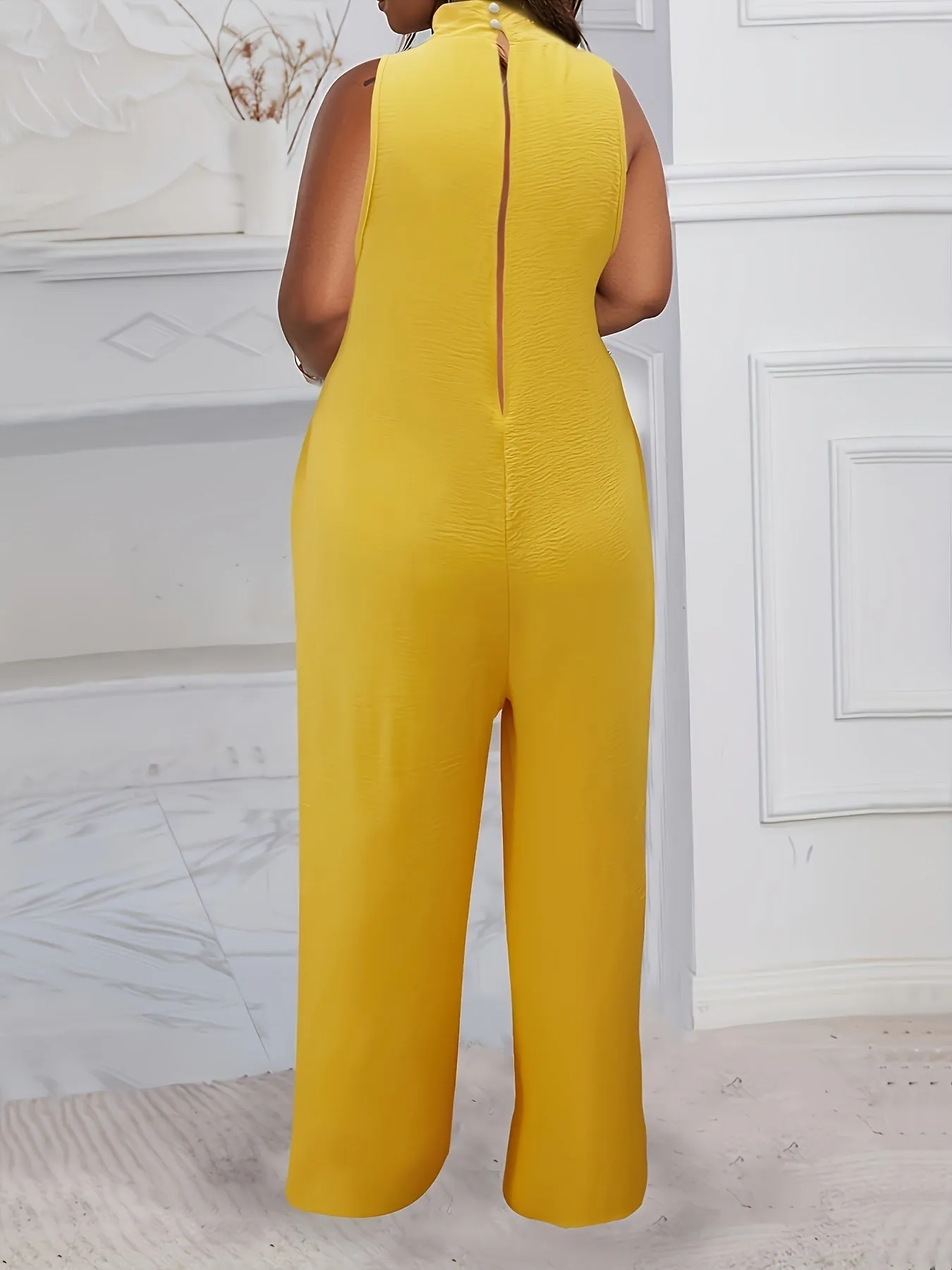 Mock Neck Tank Jumpsuit With Pockets