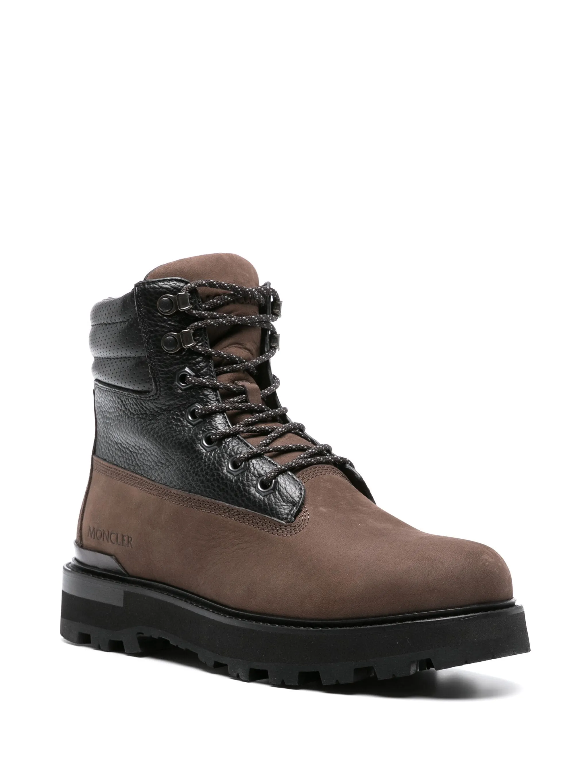 MONCLER Peka Suede Hiking Lace Up Boots Brown/Black
