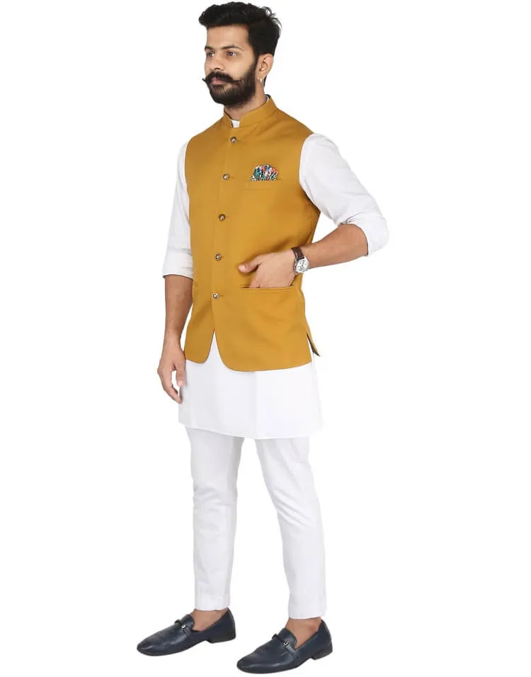 Mustard Solid Nehru Jacket