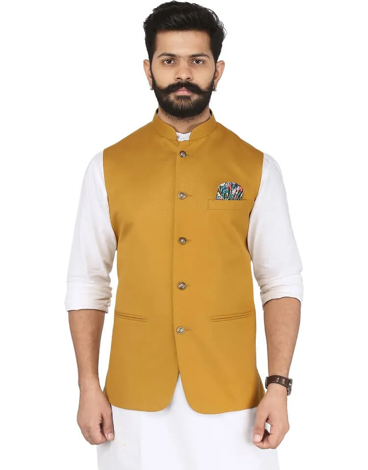Mustard Solid Nehru Jacket
