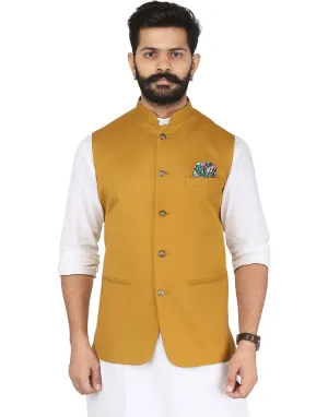 Mustard Solid Nehru Jacket