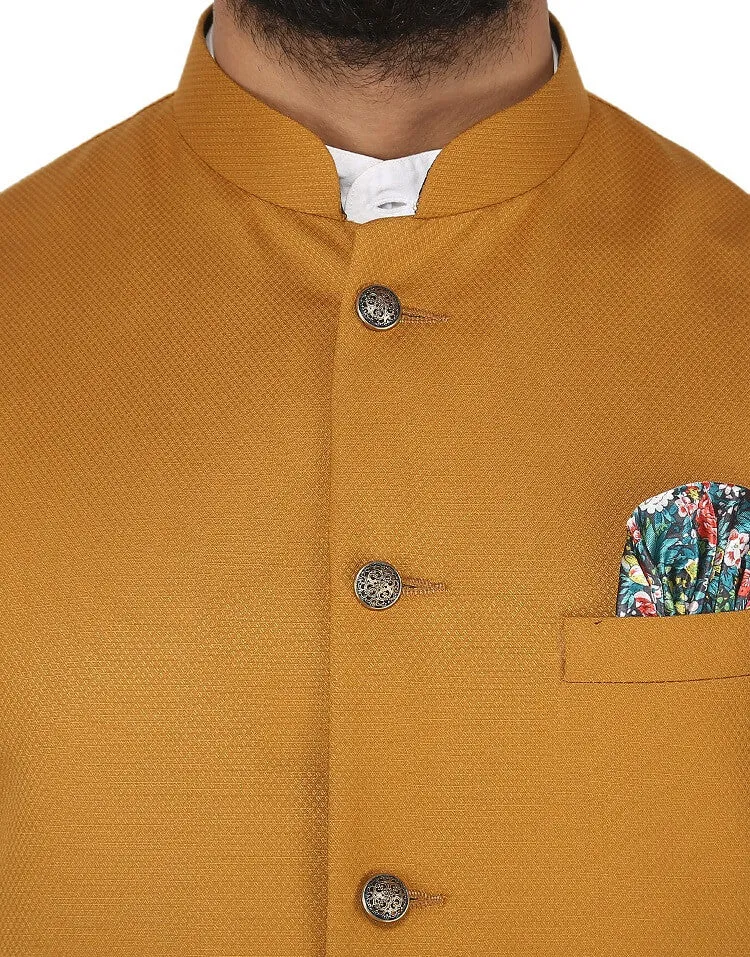 Mustard Solid Nehru Jacket