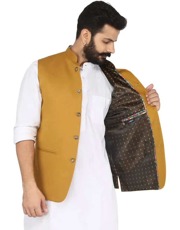 Mustard Solid Nehru Jacket
