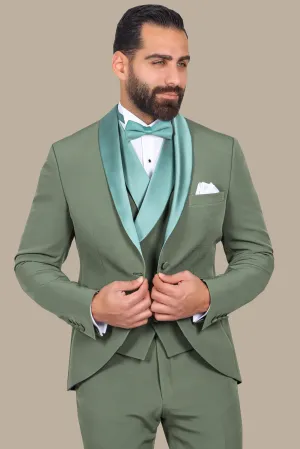Olive 3-Piece Tuxedo with Symmetric Lapel