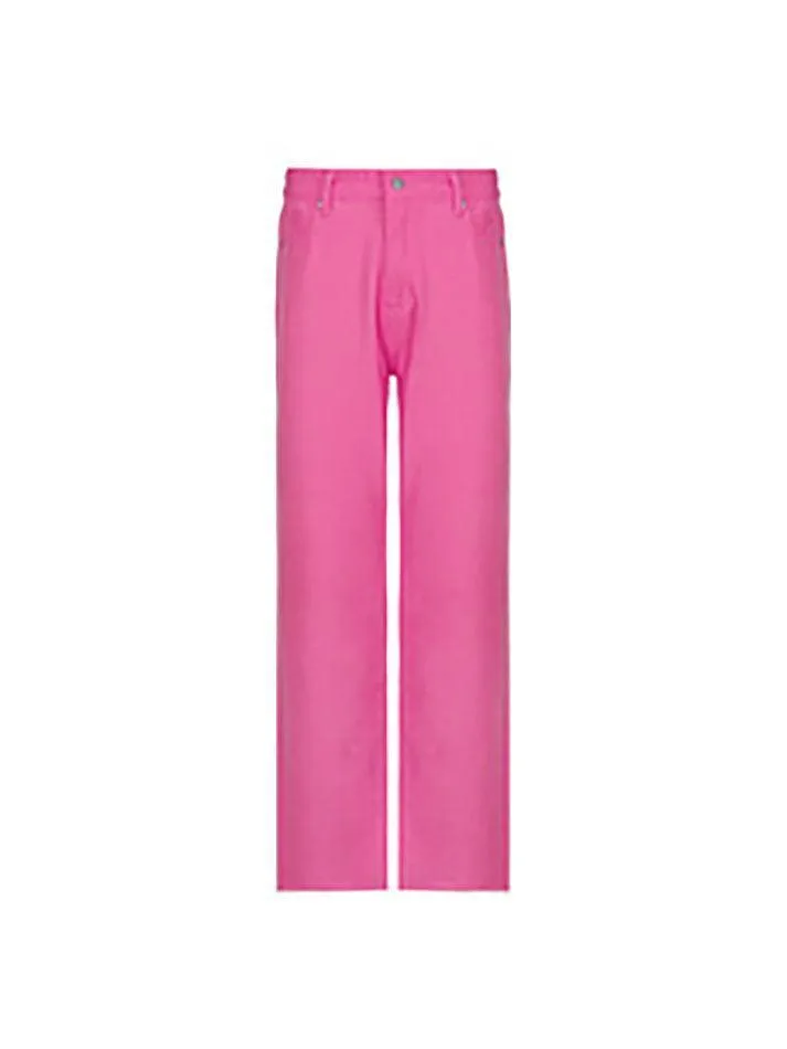 Pink Casual Relaxed Boyfriend Jeans