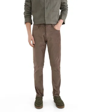 Rare Rabbit Men Nahor Brown Cotton Blend Fabric Button Closure Regular Fit Plain Trouser