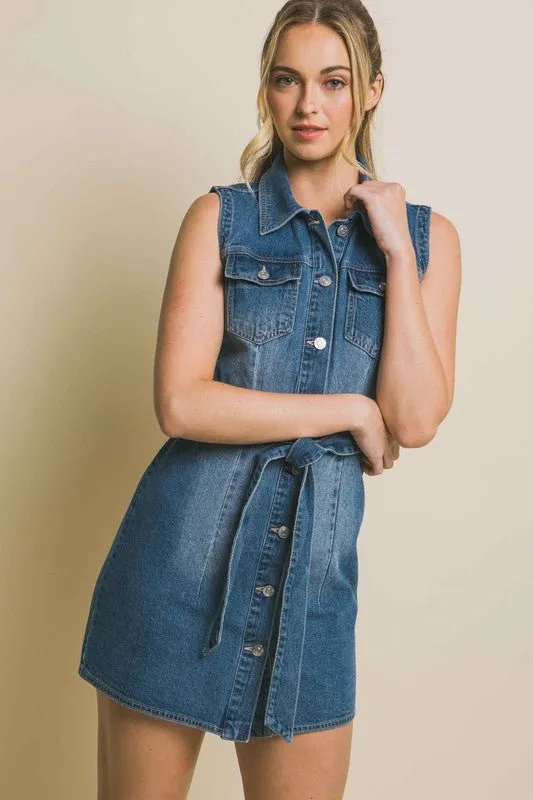 Sleeveless denim dress