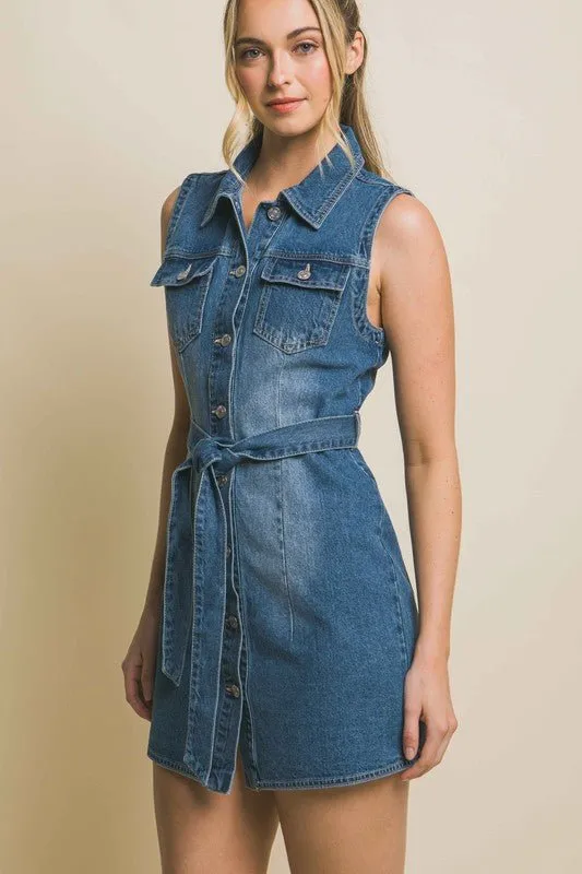 Sleeveless denim dress