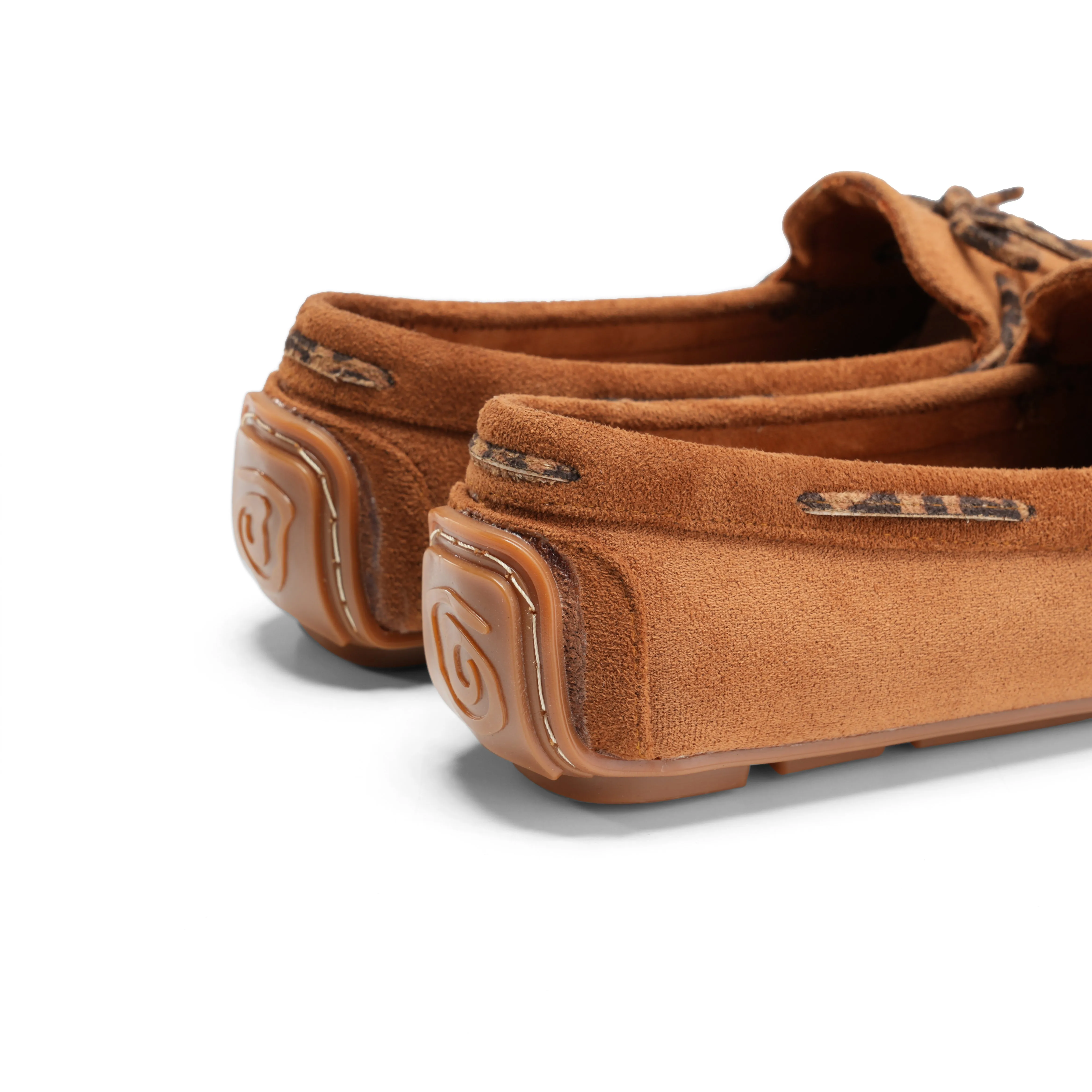 Suede Moccasin with Bow Detail  - camel