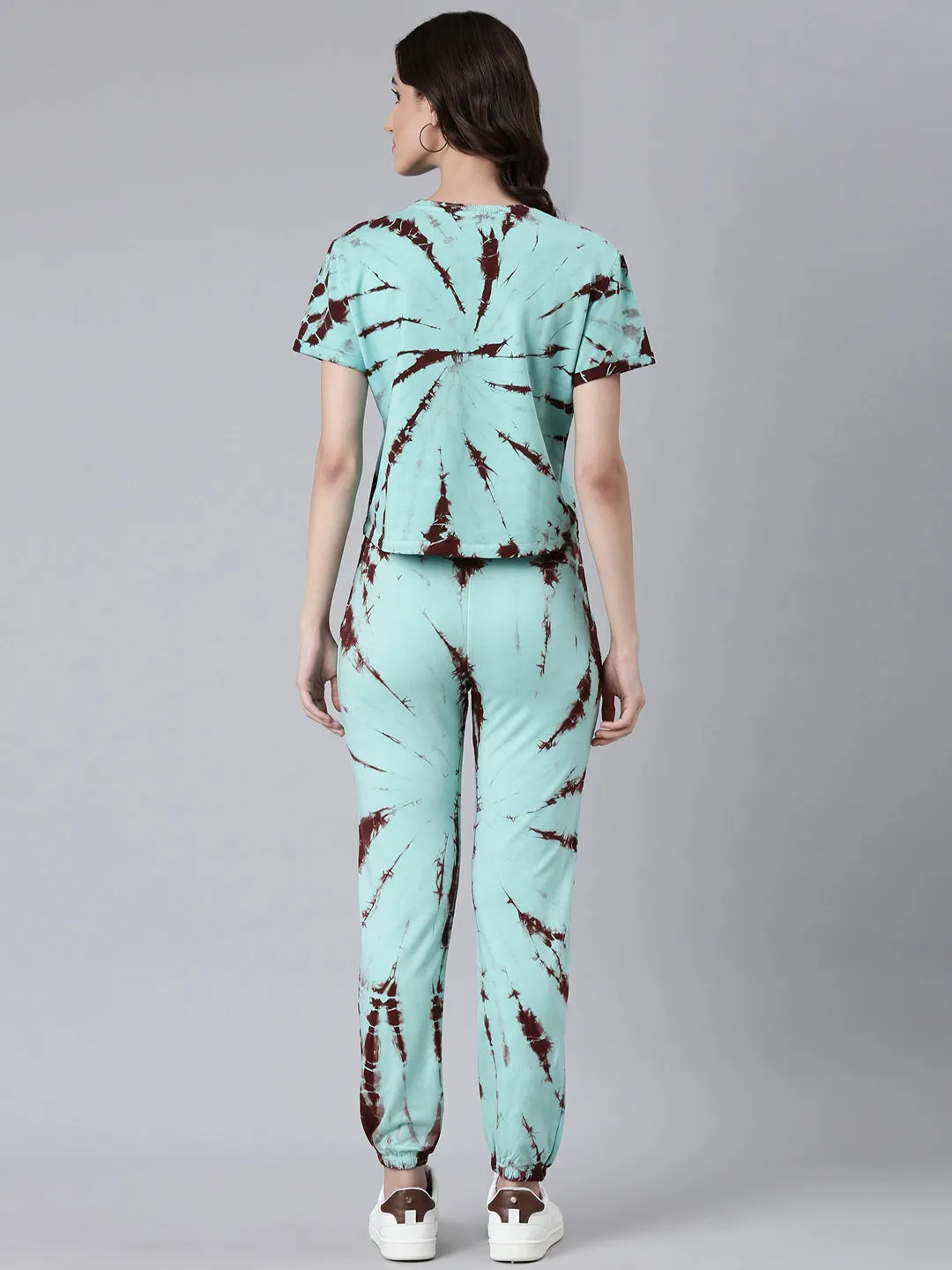 Women Sea Green Tie Dye Tracksuit