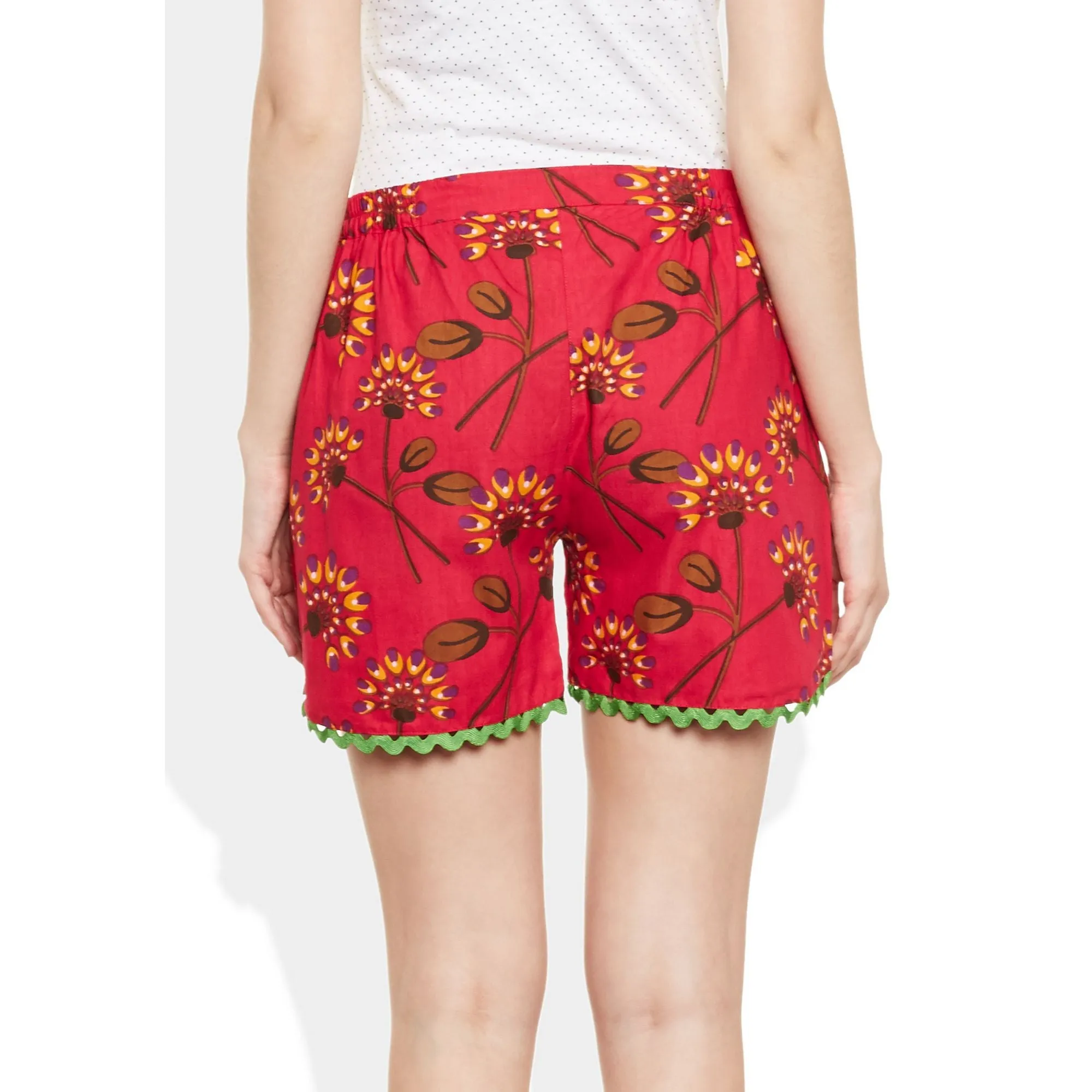 Womens Cotton Printed Beach Shorts Summer Pants Indian X- Large Size,W-CSRTXL-2818