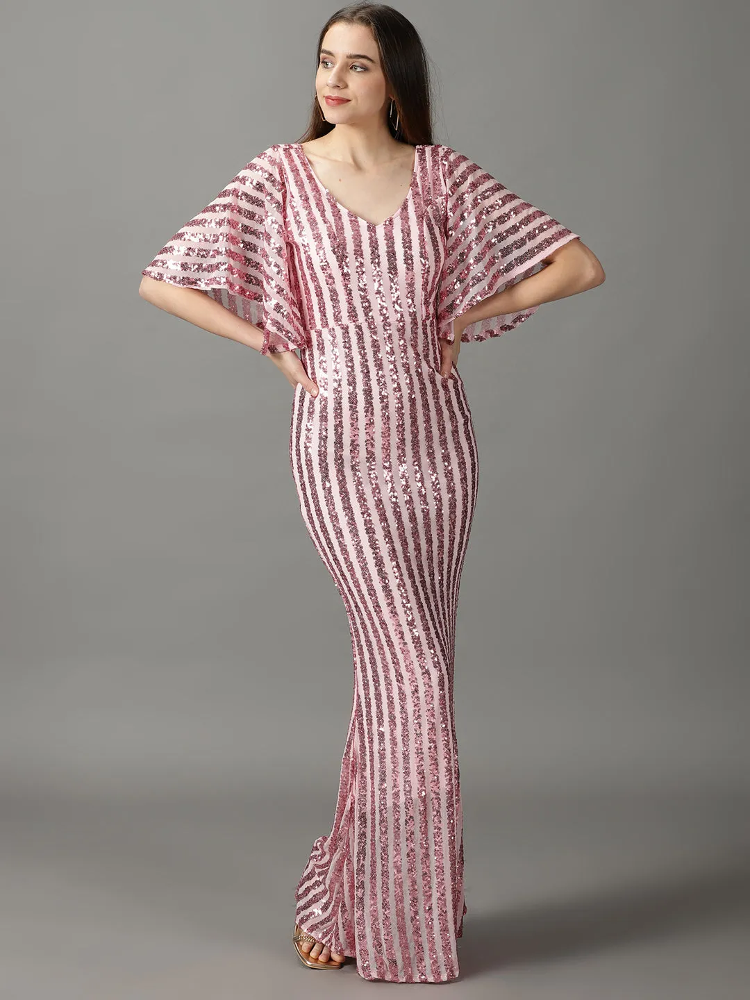 Women's Pink Striped Bodycon Dress